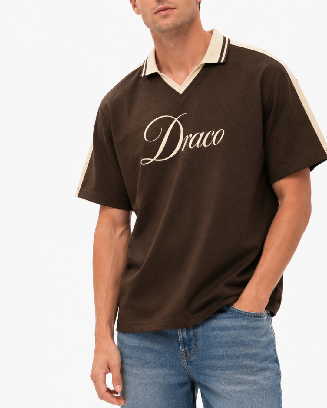 DRACO — LUXE Mocha & Cream Colour Block Polo