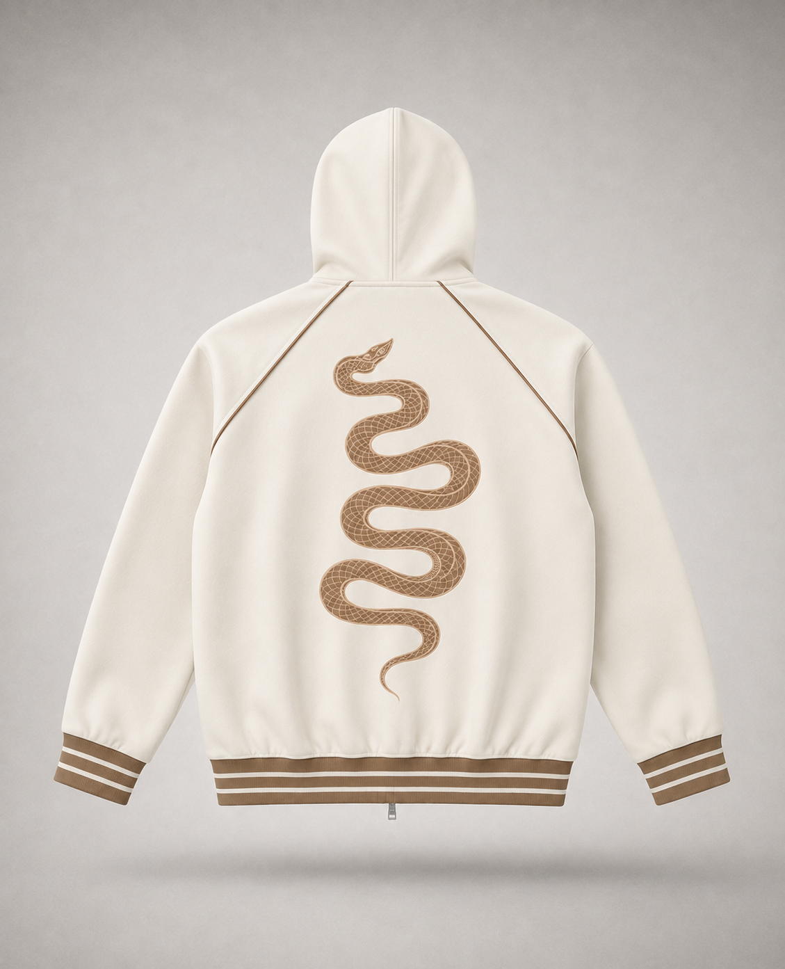 DRACO LUXE — Men’s Ecru Serpente Zip-Up Hoodie