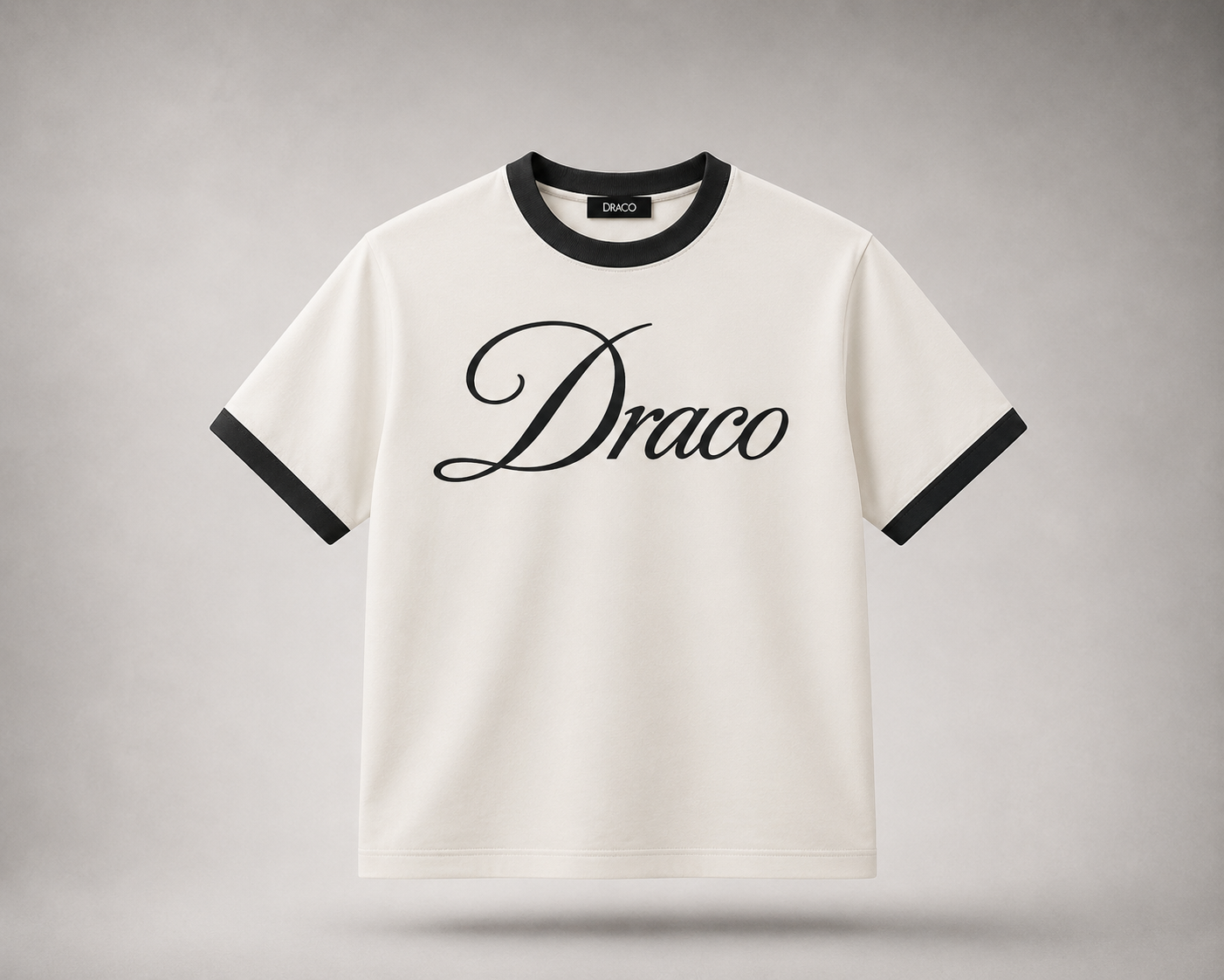 Men's LUXE - Contrast Edge Ribbed Crewneck T-Shirt White & Black